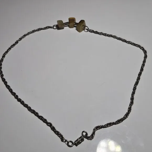 Silver Tone Twisted Chain With Tiger's Eye Necklace 18" - Picture 12 of 14